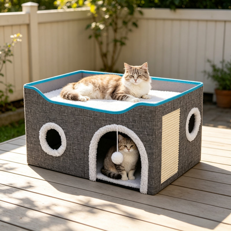 Repose-pieds pliable pour chat avec fonction de rangement, lit d'intérieur pour animal de compagnie et tabouret de rangement polyvalent pour chats et petits chiens