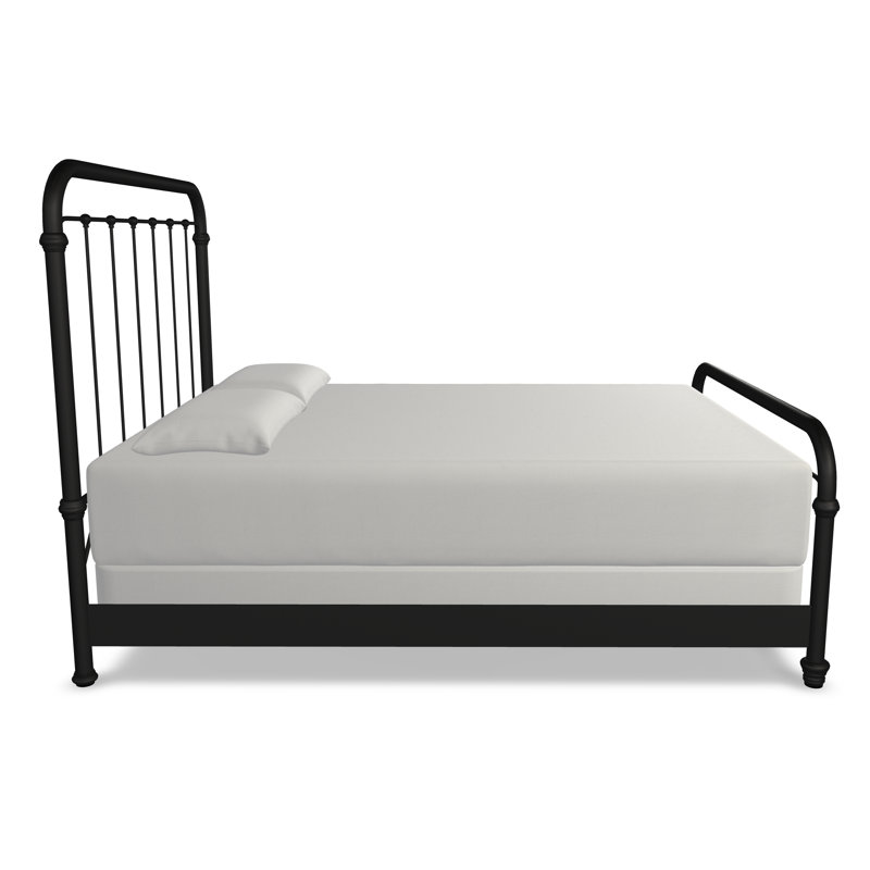 Lucia Complete Bed with Metal Profile & Platform (Wood Slats), Weathered Bronze, Queen