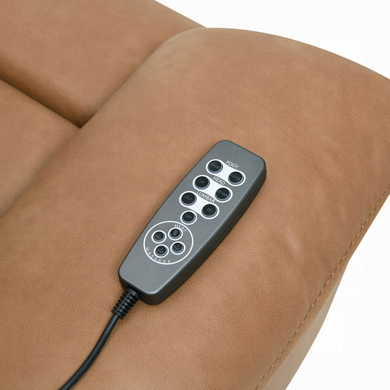 Canapé électrique de 85,4 pouces avec port USB et appuie-tête électrique, revêtement en cuir brun