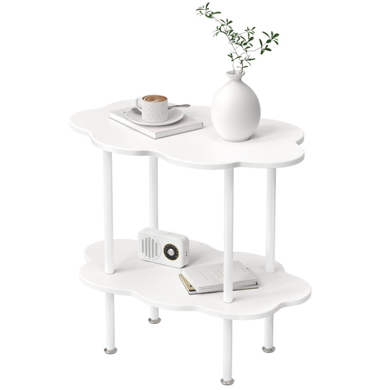 Sofa Coffee Table, Flower Shaped Tea Table, Modern Style End Table, Living Room Centre Minimalist Display Coffee Table with 2-Tier