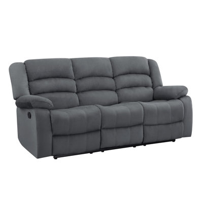 Microfibre transitionnelle avec dossier lombaire, gris - P 80 po x l 30 po x H 26 po, structure en bois franc séché au four, fabrication à 8 ressorts à arc, base en acier inoxydable, rembourrage en mousse, support en tissu de fibres