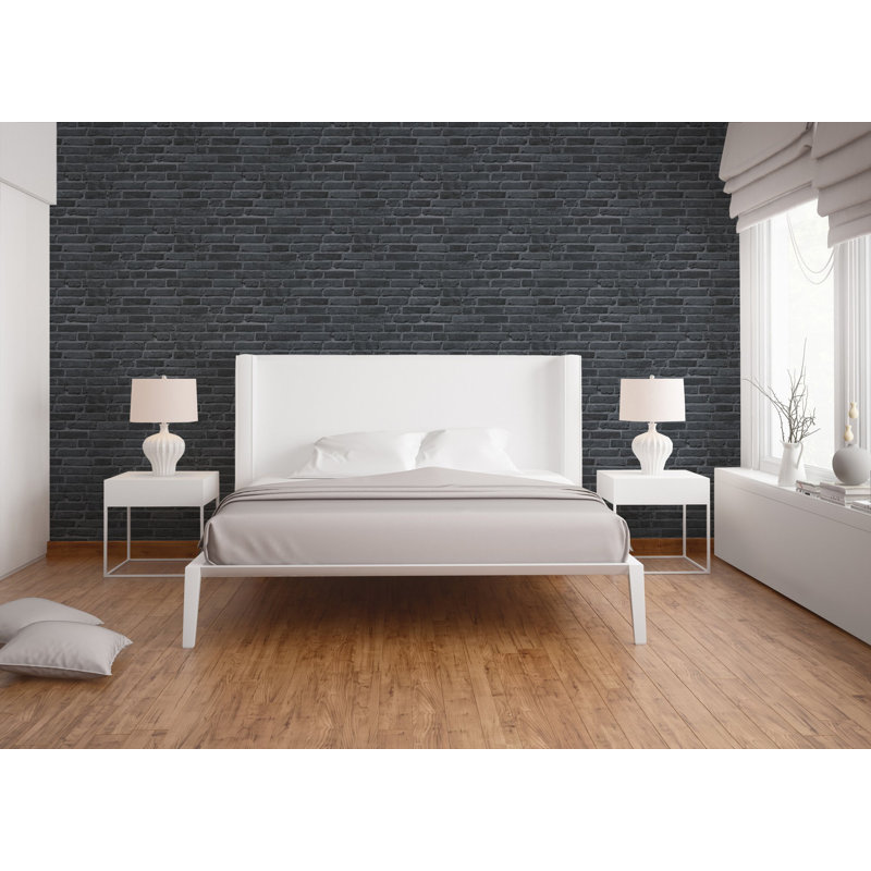 Bricks and More Collection Brickshire Residents Wallpaper Roll, Black 