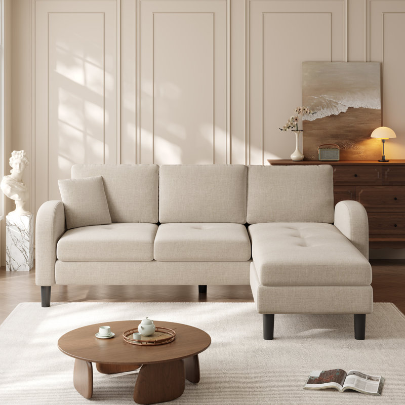 3 Seater Linen Sofa, Beige