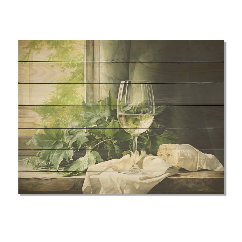 «Green Pinot Gris Grace Wine» - impression de vin sur bois, H 10 po x l 20 po x P 0,78 po