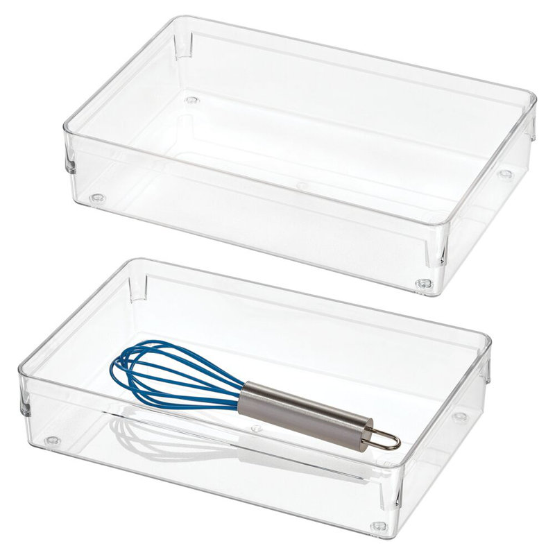 Organisateur de tiroir de cuisine iDesign - Ensemble de 2 tiroirs de cuisine en plastique - Transparent