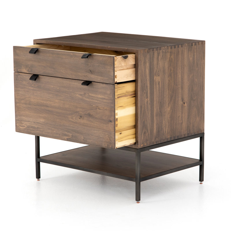 Trey 2 - Drawer Solid Wood File Cabinet, Auburn Poplar