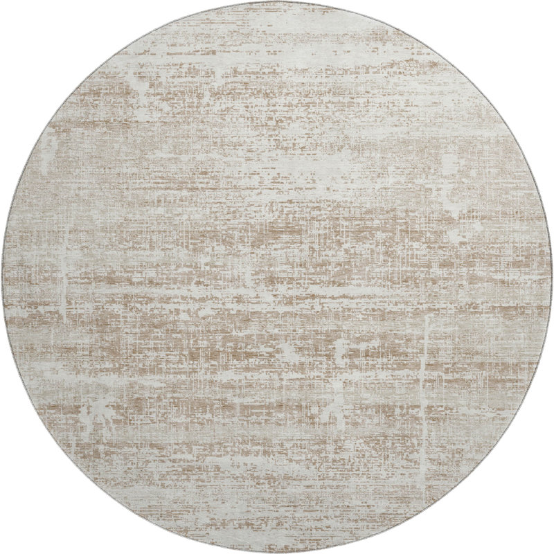 Premium Machine Washable Gerardo Beige Rug, Round 8'