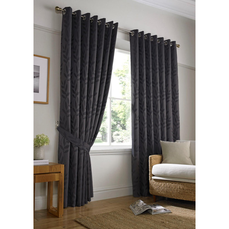 Becquere Tivoli Eyelet Ring Top Curtains, Width 228 x Drop 228 cm, Charcoal