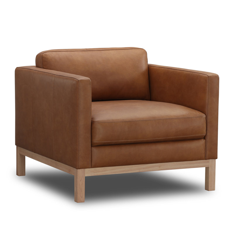 Fauteuil club en cuir véritable 33,07 po Nels