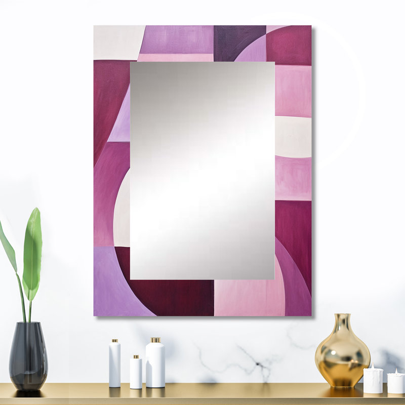 Mauve Motion Abstract Shapes - formes abstraites, miroir mural, miroir mauve, impression sur métal, 32 po x 24 po