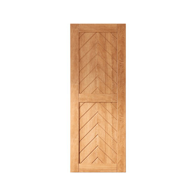 Homacer 30 in. x 80 in. 4-IN-1 Fishbone Design Early American Finished & Unassembled Pine Wood Barn Door (Interior Use Only)