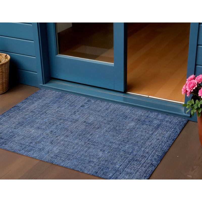 Tapis intérieur / extérieur lavable bleu marine et bleu du sud-ouest 3 pi x 5 pi HomeRoots