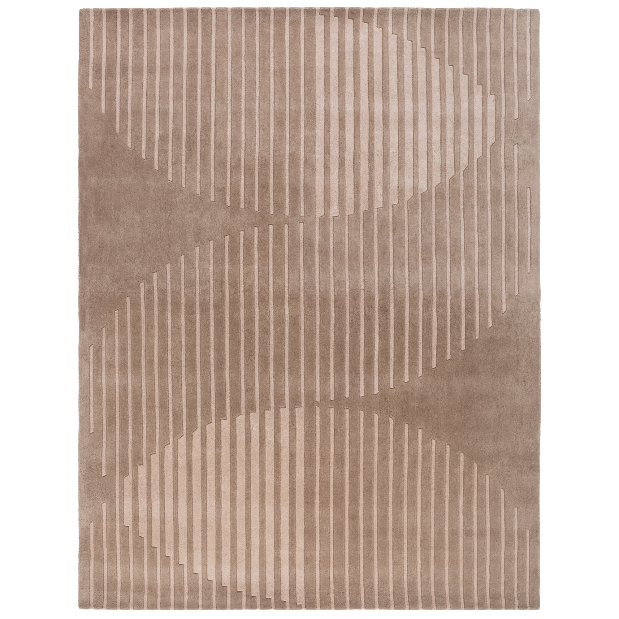 Rodeo Drive 481 Hand Tufted Wool Cotton Striped Rug in Beige, Rectangle 5' x 8'