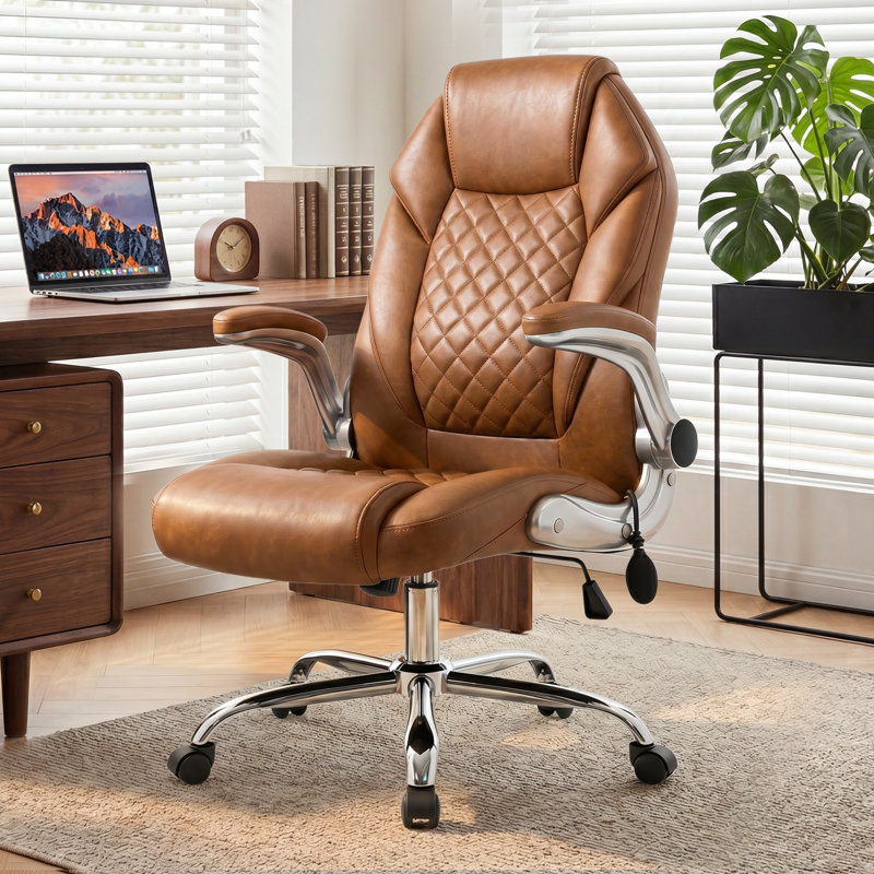 Gavin Executive High Back Office Chair with Air Adjustable Lumbar Support, PU Leather Ergonomic Desk Chair for Long Hours