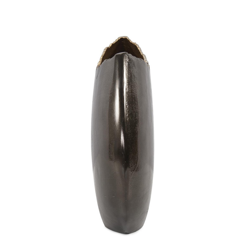 Baniff Jagged Edged Disc Vase- Medium, 10" H x 11.5" W x 3.5" D