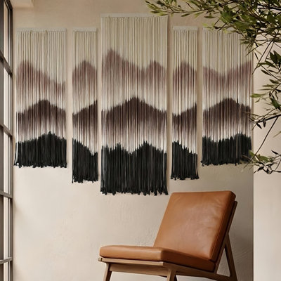 Ensemble de suspensions murales en macramé de montagne 5 pièces Boho