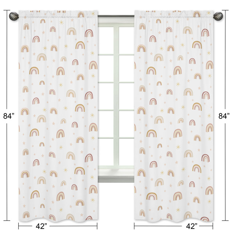 Boho Rainbow Semi-Sheer Rod Pocket Curtain Panels for Kids