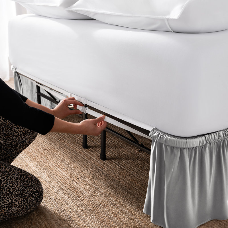 Jupe de lit ajustable 15 ", Double, Gris clair