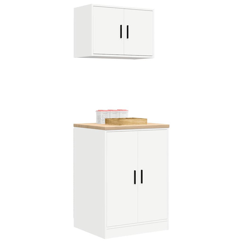Garage Cabinets 2 Pcs Engineered Wood, White