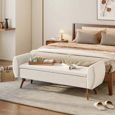 Alamo 100% Linen Upholstered Storage Bench
