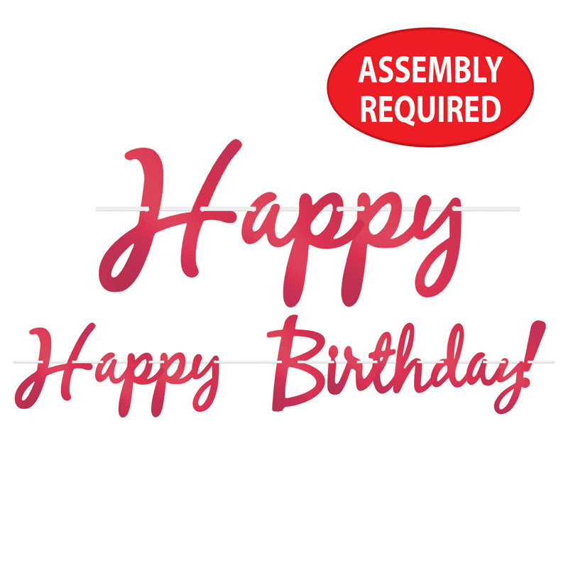Banderole Foil Happy Birthday, Rouge