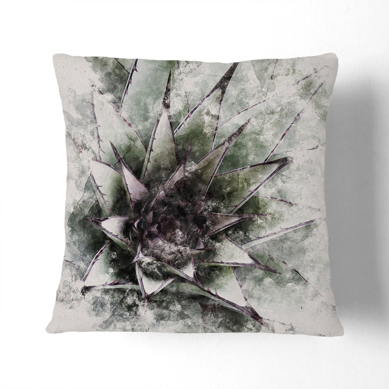 The Succulent Plant Scatter Cushion, 55cm H x 55cm W x 20cm D, Black