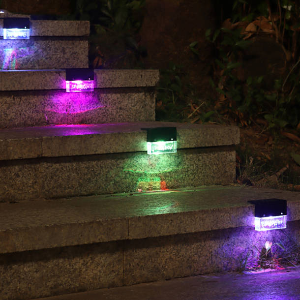 gigalumi Silver Low Voltage Solar Powered Integrated LED Metal Step ...