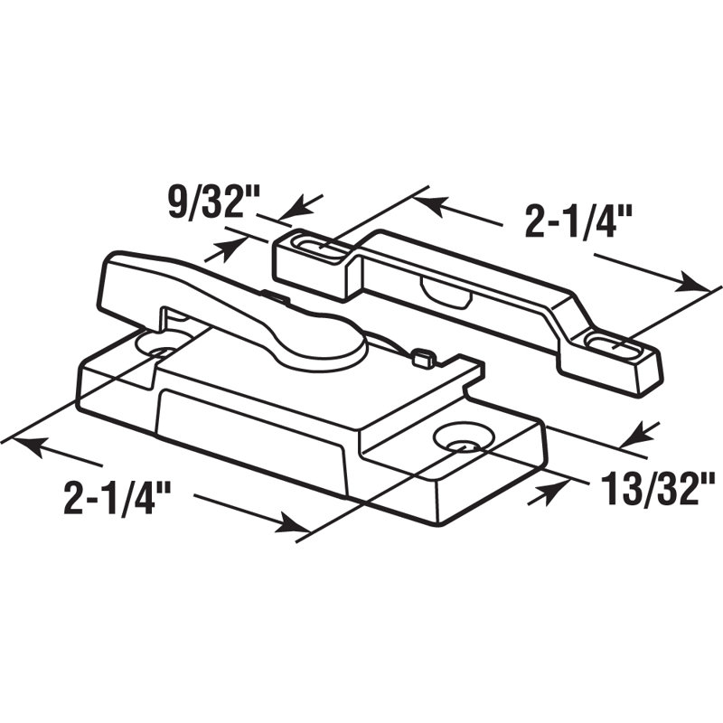Serrure de fenêtre Prime-Line, unité simple, fabrication blanche moulée sous pression, thermolaqué blanc avec finition émaillée, conçue pour les fenêtres à guichet simple et double (paquet simple)