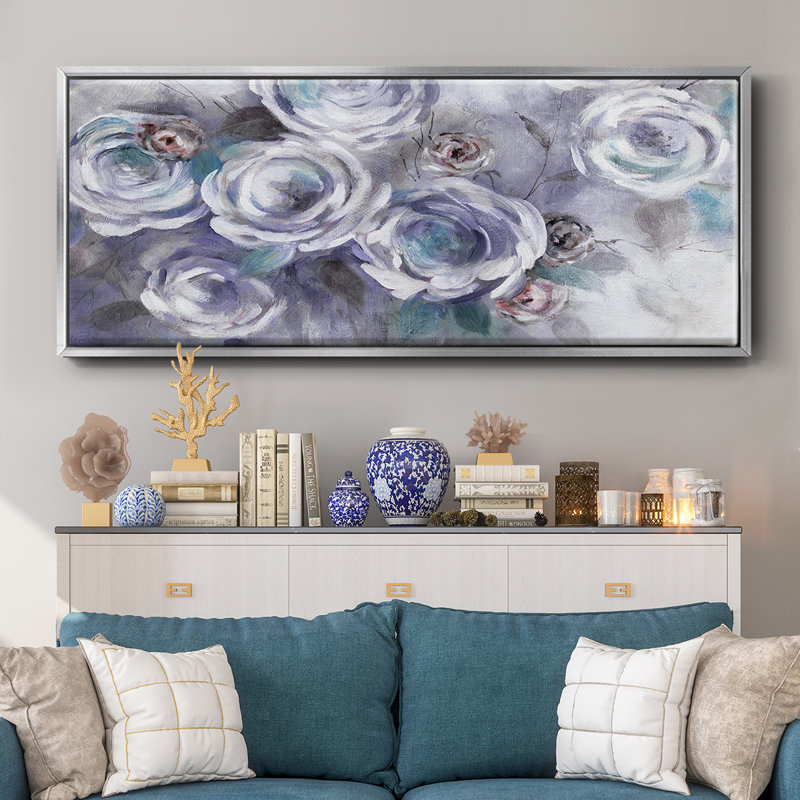 Iced Flowers- Framed Canvas, 20" H x 50" W