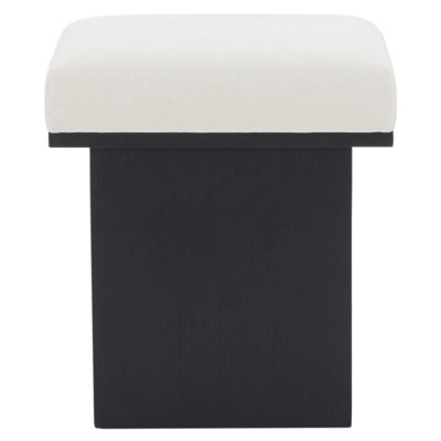 Bourke Velvet And Wood Square Ottoman