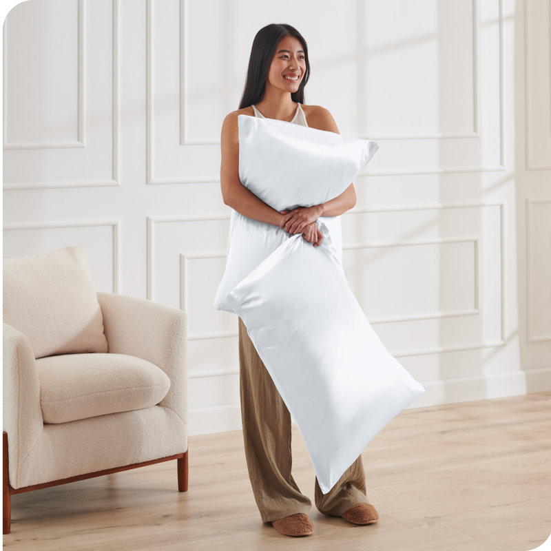 Soft Poly Satin Pillowcase Set, White , Standard Pillowcases