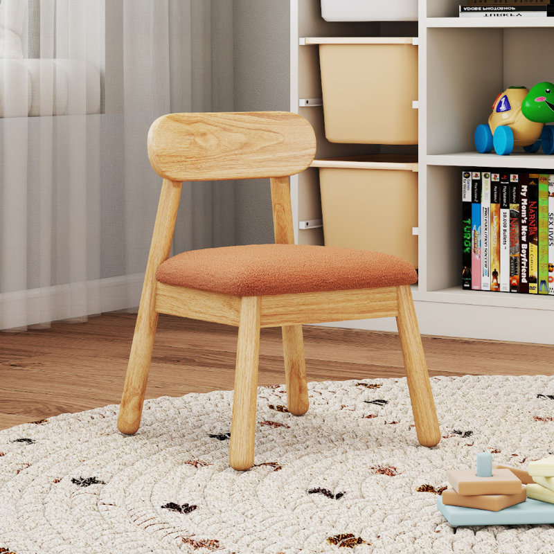 Chaise pour enfants en bois rembourrée, Brun