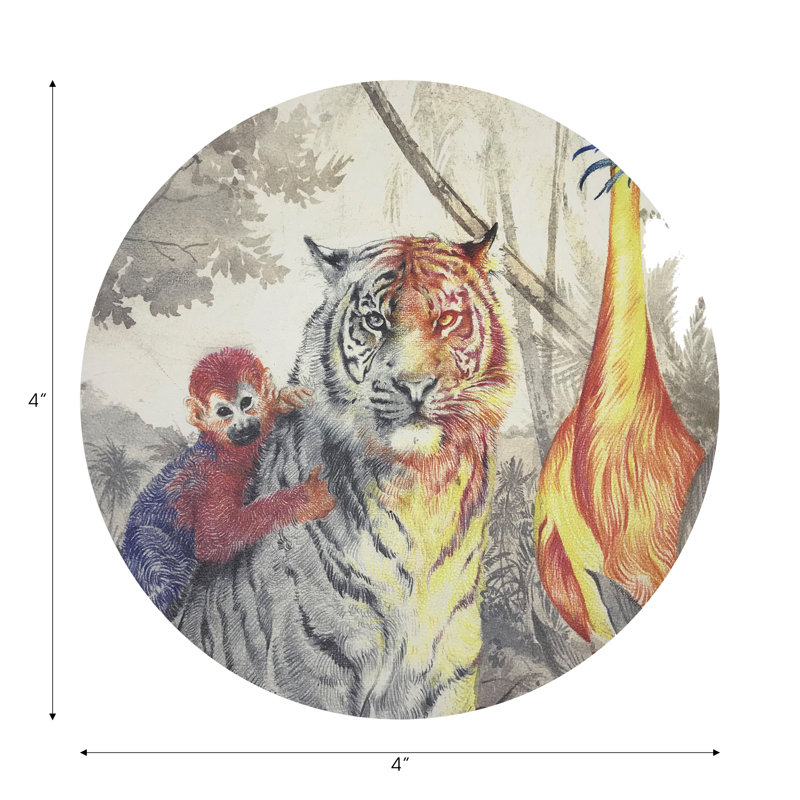 Sous-verres ronds en cuir Arcadia Tiger