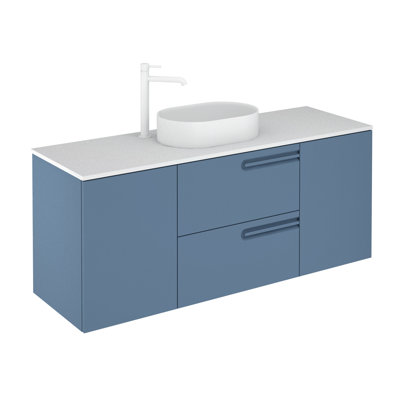 Goltz 57 " W Free Standing Wall Mounted 1 Single Double Vanity Bathroom Vanity With Solid Surface Top