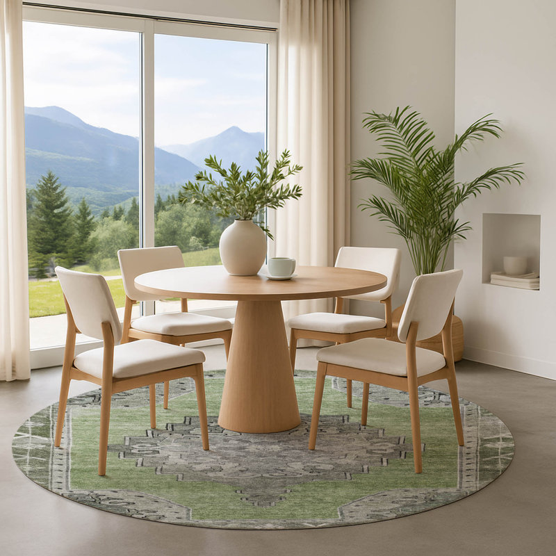 Premium Machine Washable Lubbers AMF1731 Global Rug, Round 8'