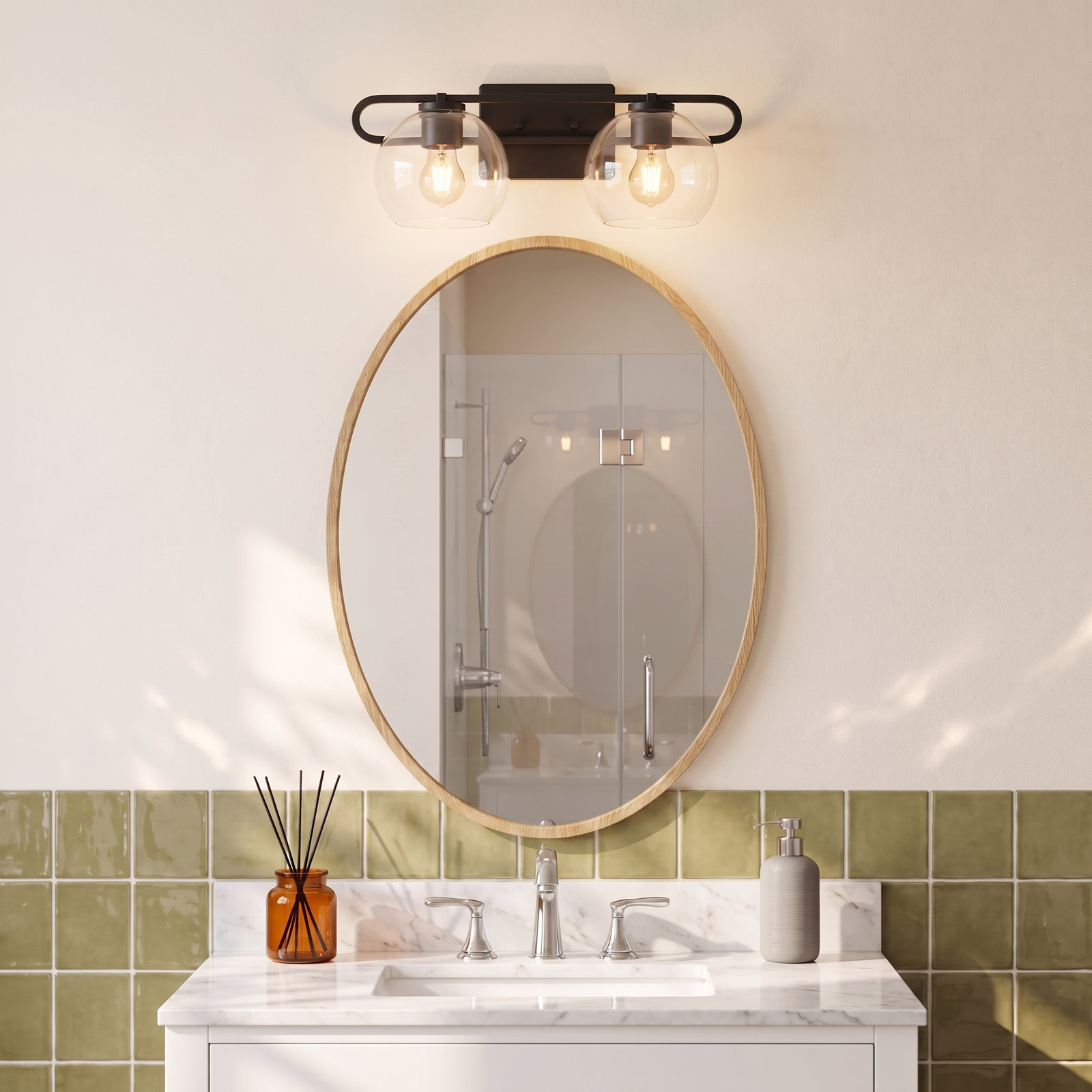 Eveline 4 Light Transparent Dimmable Vanity Light, Midnight Black, 7.63"H x 19.75"W x 8.38"D, 2
