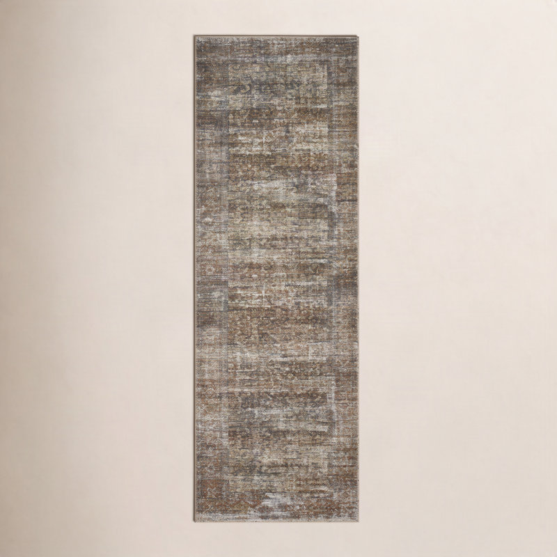 Tapis oriental tabac / rouille Billie, Tapis de couloir 2 pi 6 po x 9 pi 6 po