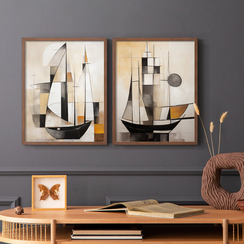 NAUTICAL Series CCCLLXXVVI - Impression encadrée de qualité supérieure - prête à être accrochée - pas de clous requis - pas de clous requis