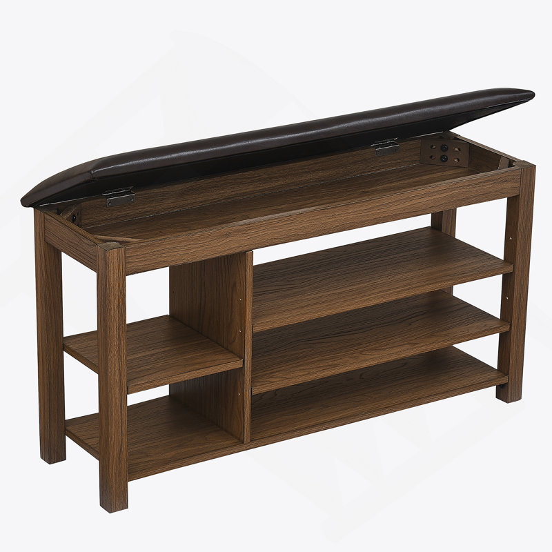 Banc à chaussures avec compartiments de rangement, Brun