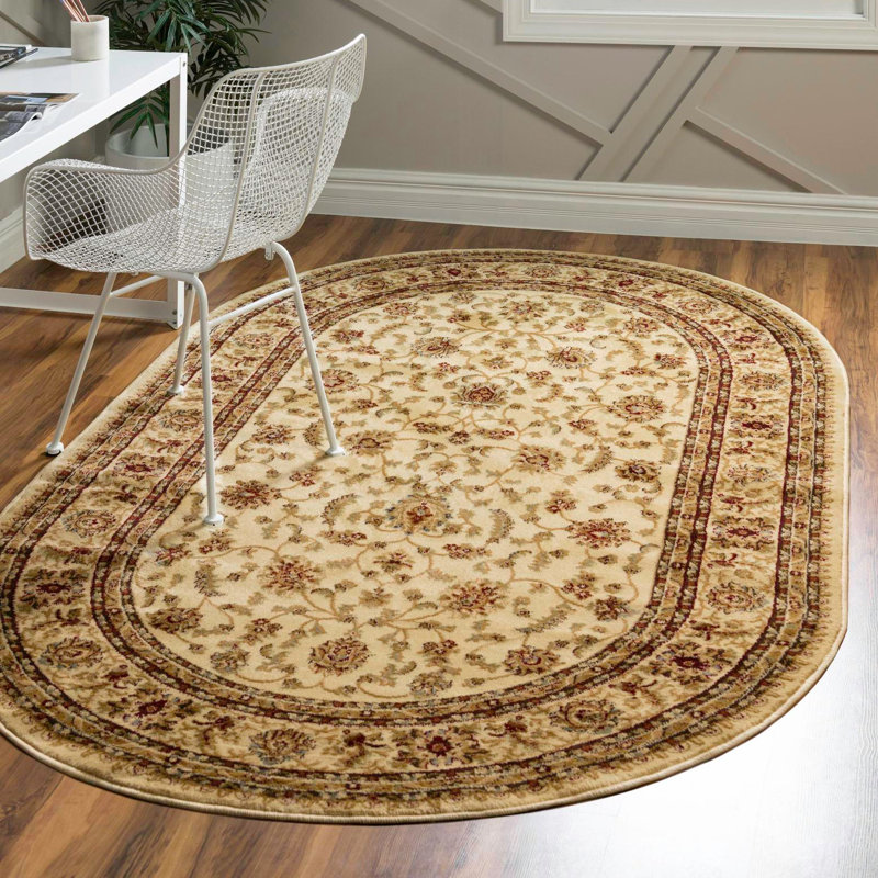 Tapis oriental Niles, Ovale 5 pi 3 po x 8 pi, Crème