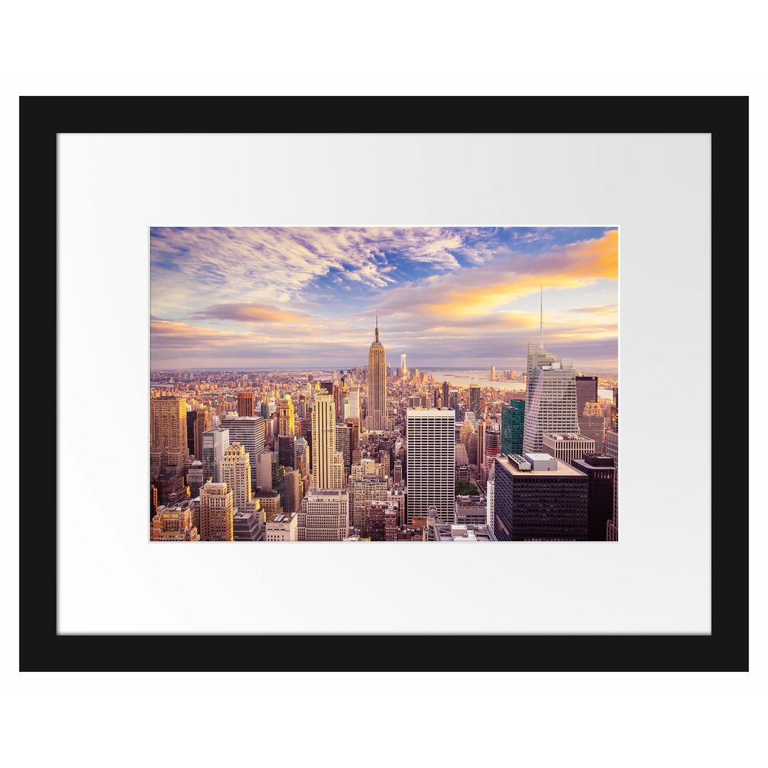 Gerahmtes Poster Skyline New York Sonnenuntergang