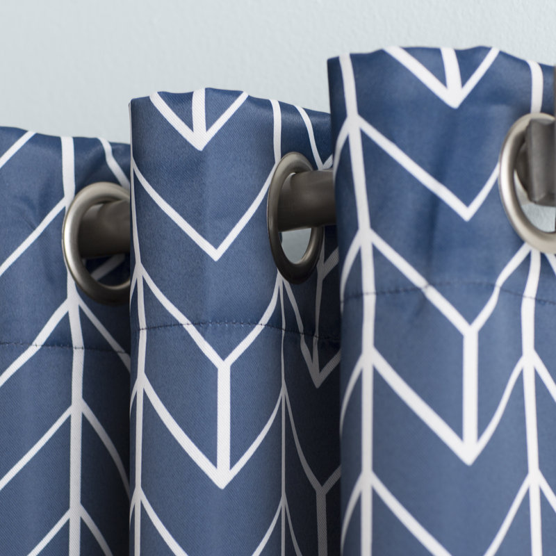 Polyester Chevron Blackout Curtain Panel - Basics by Wayfair™, Navy, 40" W x 95" L