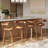 26" Faux Leather Swivel Bar Stools With Bent Wood Legs  (Set Of 4)-743588887