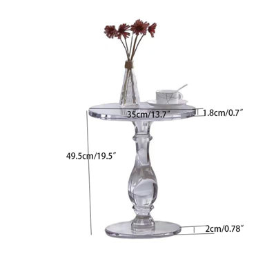 Table d'appoint à colonne romaine en acrylique transparent, petite table basse ronde en cristal minimaliste moderne pour canapé de salon ou balcon