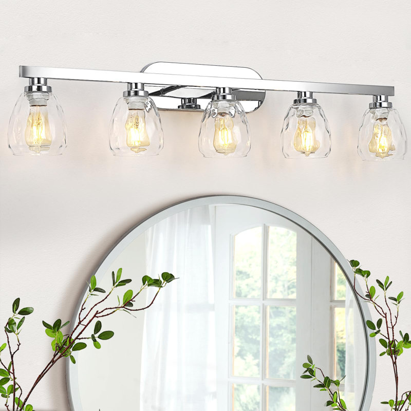 Bathroom Light Fixtures, Modern Vanity Lights with Hammered Glass Shade, 5