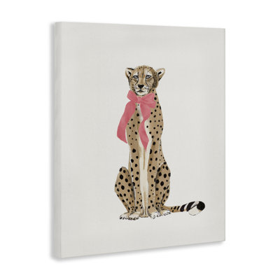 Trendy Cheetah with Ribbon Canvas Wall Art by Patricia Pinto
