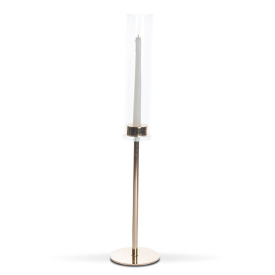 Isla 24 Inch Gold Stemmed Metal Candle Holder with Glass Hurricane