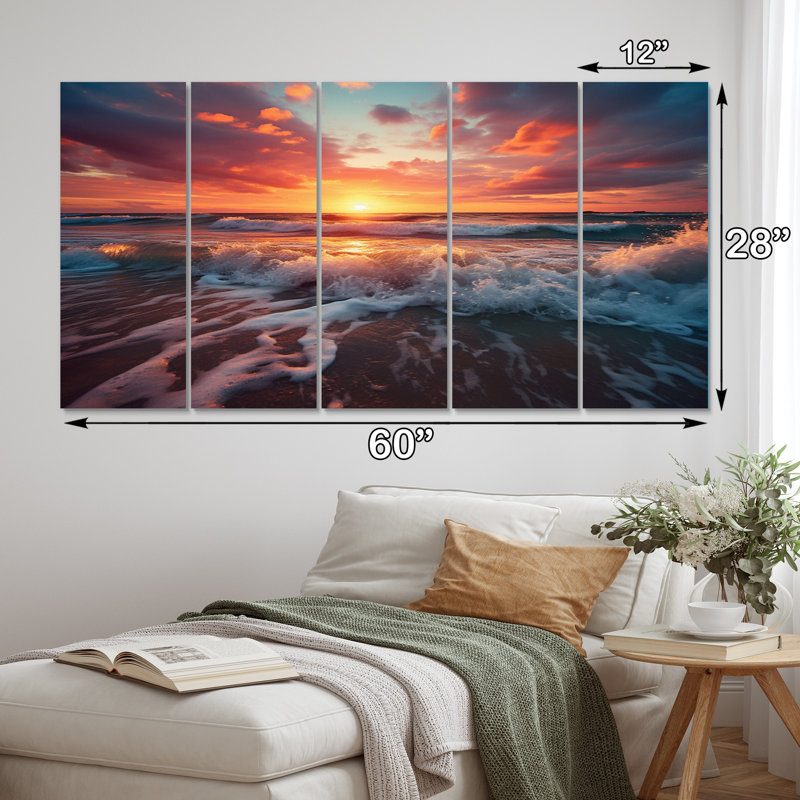 «Sunset Ocean Of Dreams II» sur toile, reproduction de 5 pièces