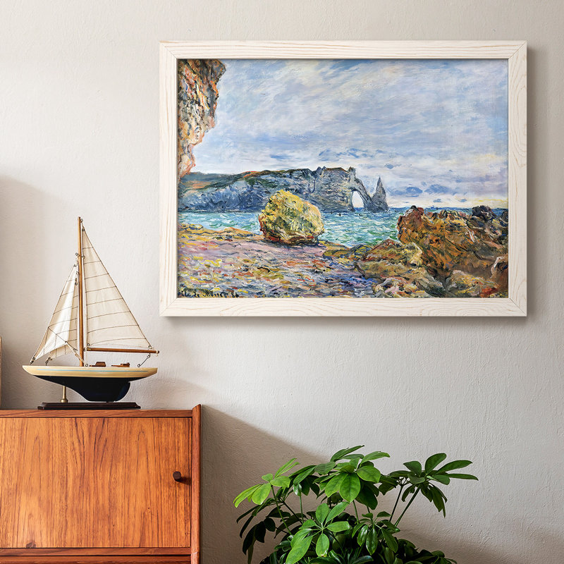 «Etretat, the Beach and the Porte D'Aval, 1883», reproduction d'art sur toile, Blanc, H 28 po x l 42 po x P 1,5 po