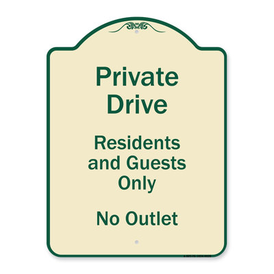 Enseigne Signmission Designer Series - Promenade privée réservée aux résidants et aux invités Enseigne architecturale noire et argentée en aluminium de gros calibre 18 po x 24 po | Protégez votre entreprise et votre commune | Fabriqué aux États-U